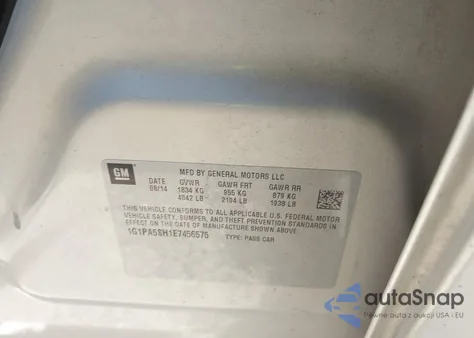 2014 Chevrolet Cruze Ls Auto из США, поврежденный, VIN 1G1PA5SH1E7456575